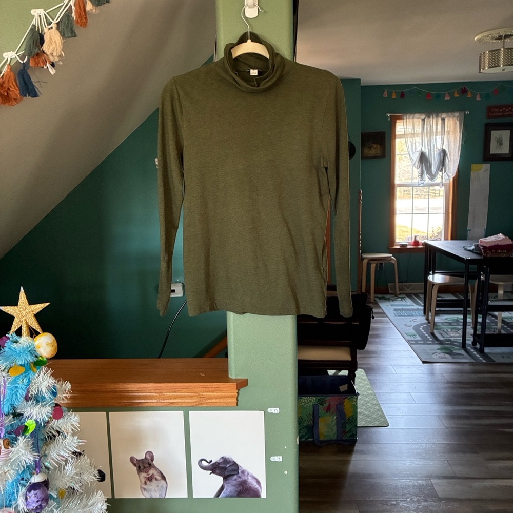 J Crew Tissue Turtleneck. Olive Green Turtleneck Long Sleeve Top